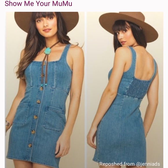 Show Me Your MuMu Denim Button-Front Mini Dress - Picture 1 of 2